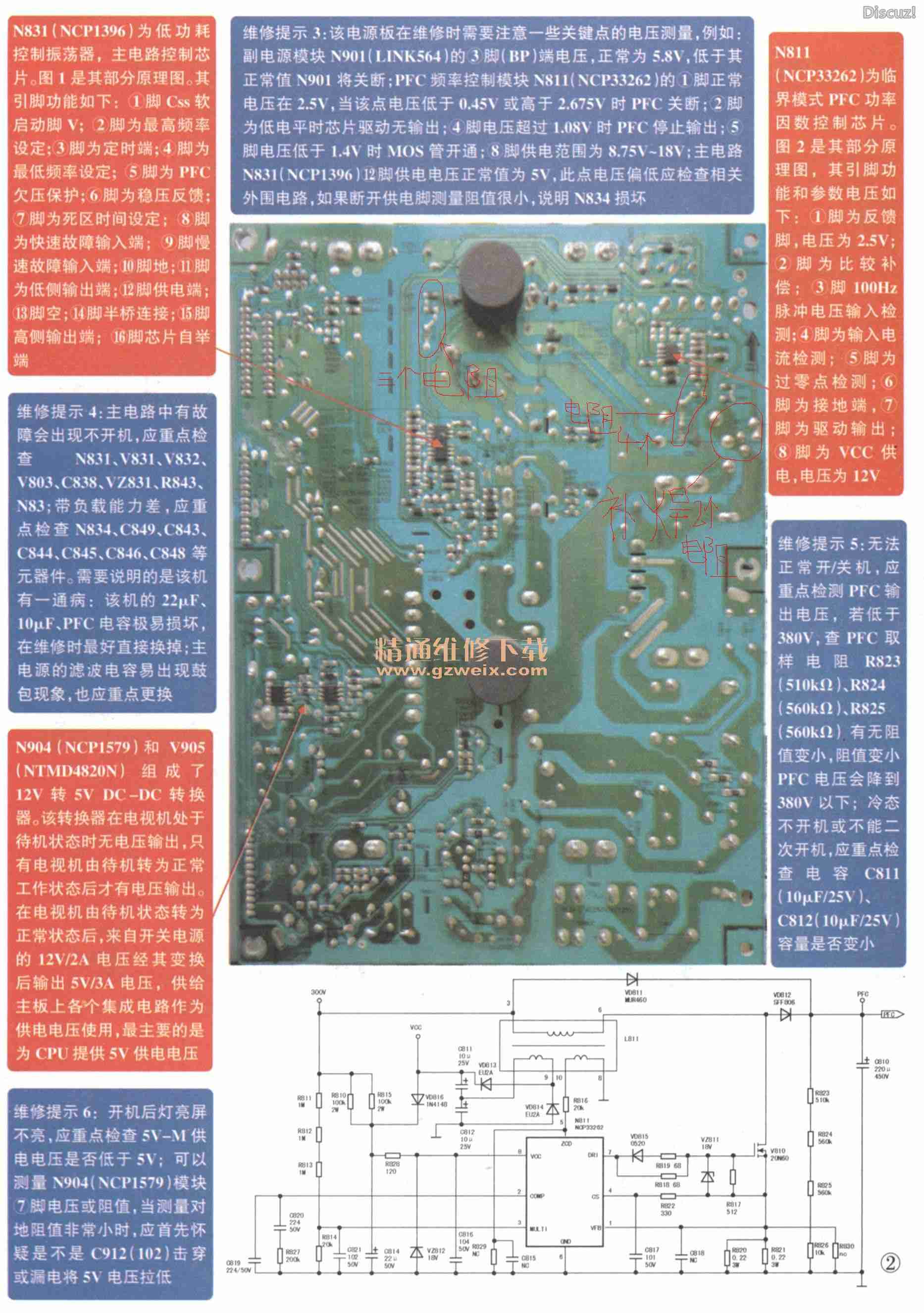 放大后板子图片有我标注的零件位置